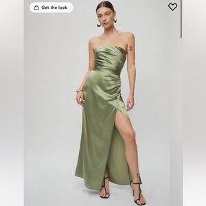 Reformation Barrow Silk Dress in Artichoke